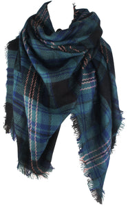 Women's Plaid Blanket Winter Scarf Warm Wrap Oversized Shawl Cape