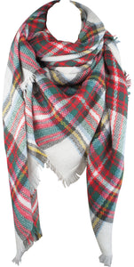 Women's Plaid Blanket Winter Scarf Warm Wrap Oversized Shawl Cape