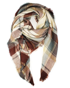Women's Plaid Blanket Winter Scarf Warm Wrap Oversized Shawl Cape