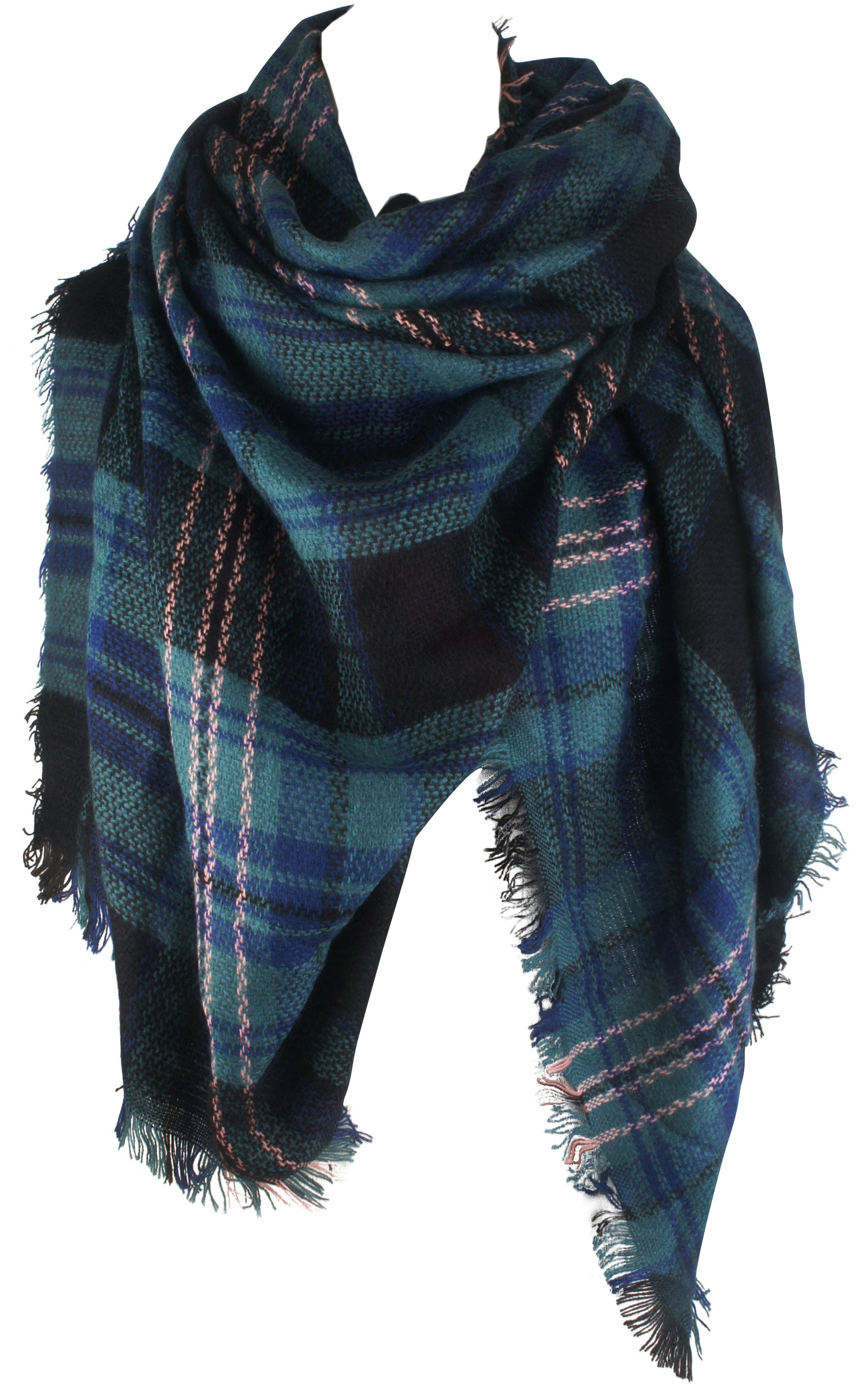Women's Plaid Blanket Winter Scarf Warm Wrap Oversized Shawl Cape