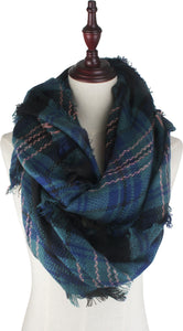 Women's Plaid Blanket Winter Scarf Warm Wrap Oversized Shawl Cape
