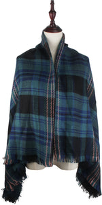 Women's Plaid Blanket Winter Scarf Warm Wrap Oversized Shawl Cape
