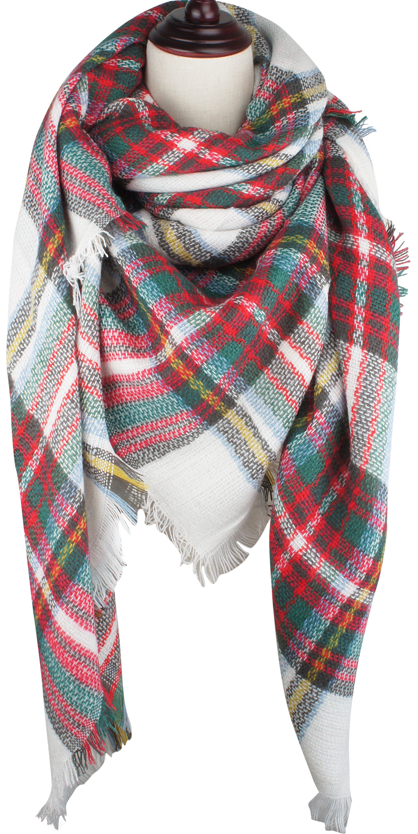 Women's Plaid Blanket Winter Scarf Warm Wrap Oversized Shawl Cape