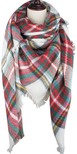 Women's Plaid Blanket Winter Scarf Warm Wrap Oversized Shawl Cape