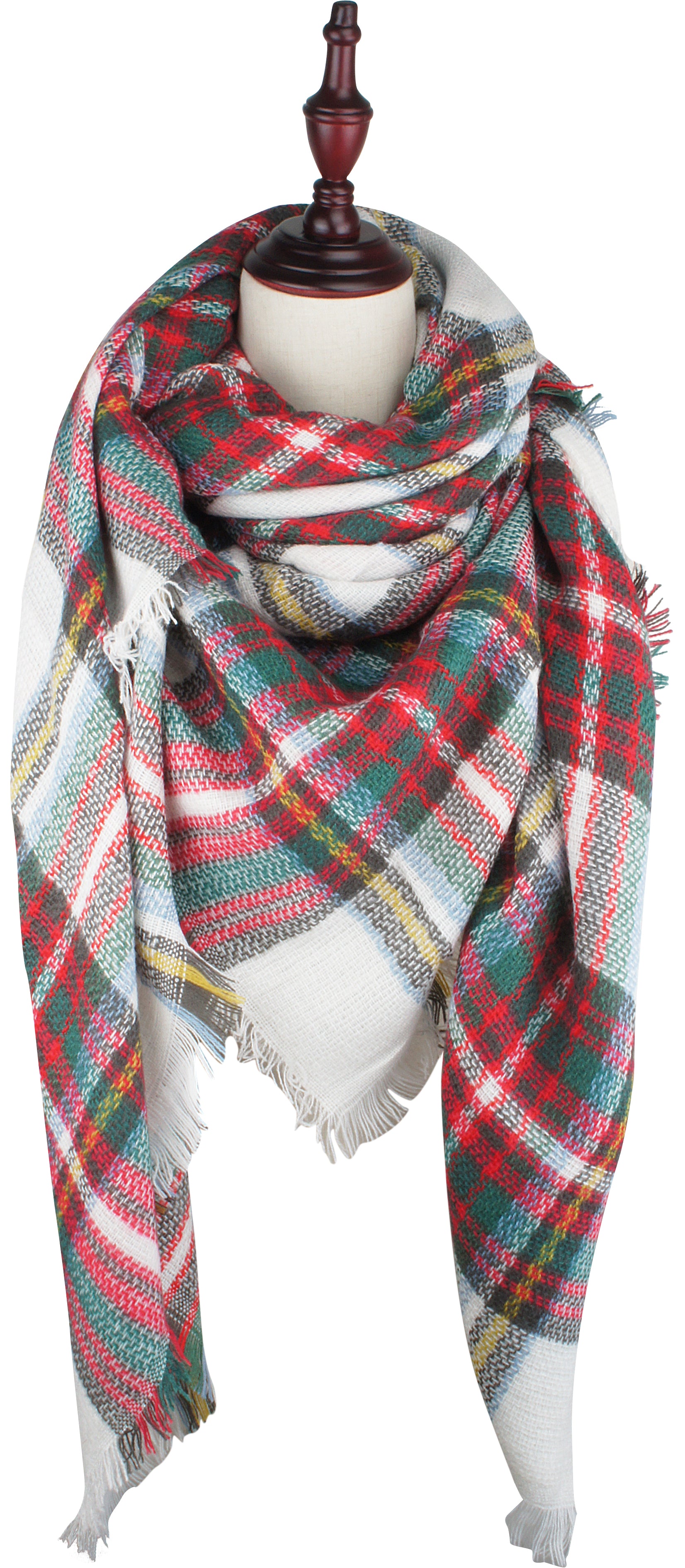 Women's Plaid Blanket Winter Scarf Warm Wrap Oversized Shawl Cape