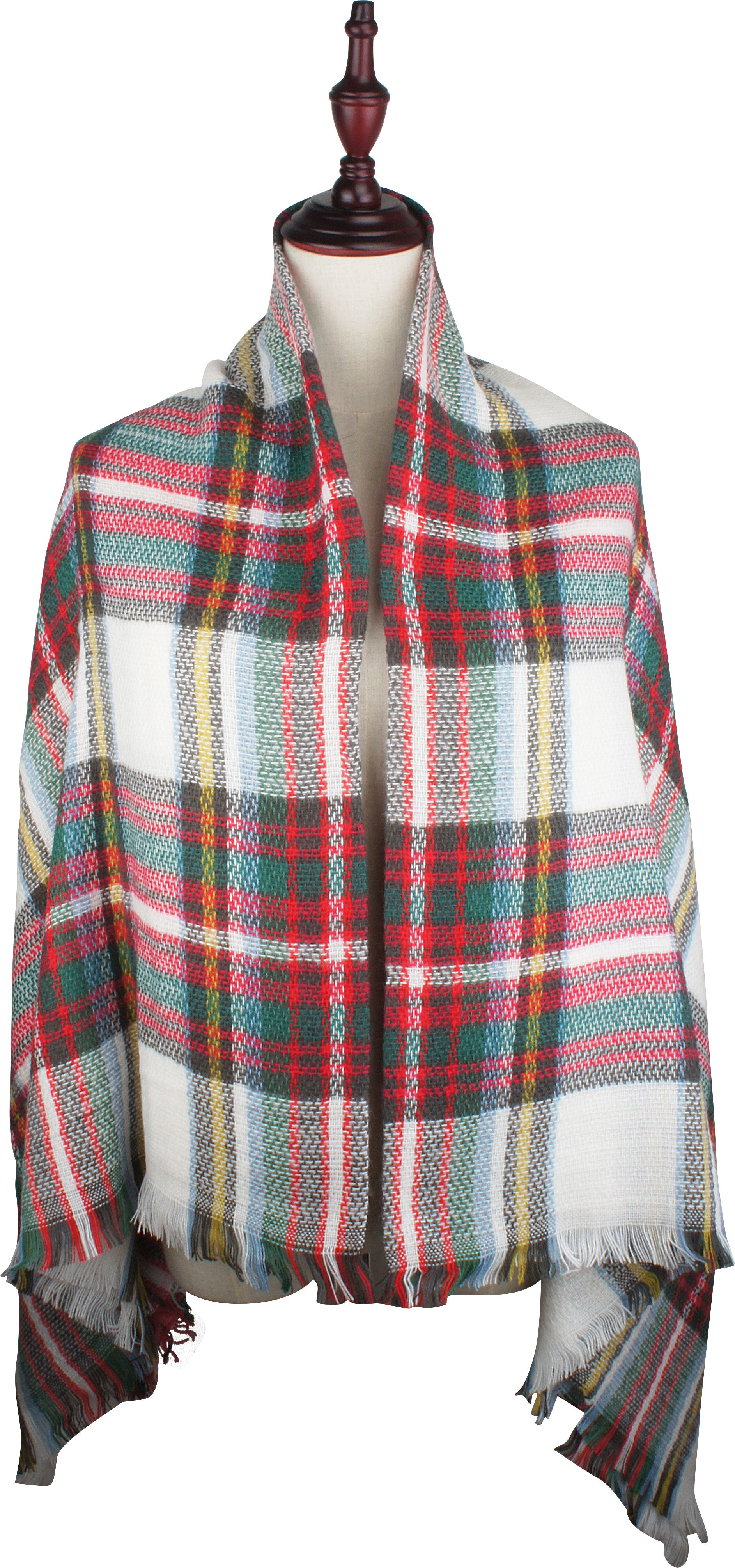 Women's Plaid Blanket Winter Scarf Warm Wrap Oversized Shawl Cape