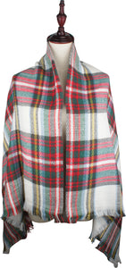 Women's Plaid Blanket Winter Scarf Warm Wrap Oversized Shawl Cape