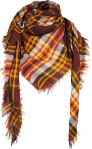 Women's Plaid Blanket Winter Scarf Warm Wrap Oversized Shawl Cape