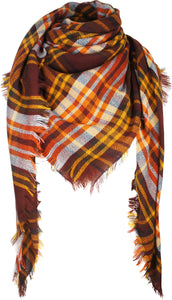 Women's Plaid Blanket Winter Scarf Warm Wrap Oversized Shawl Cape