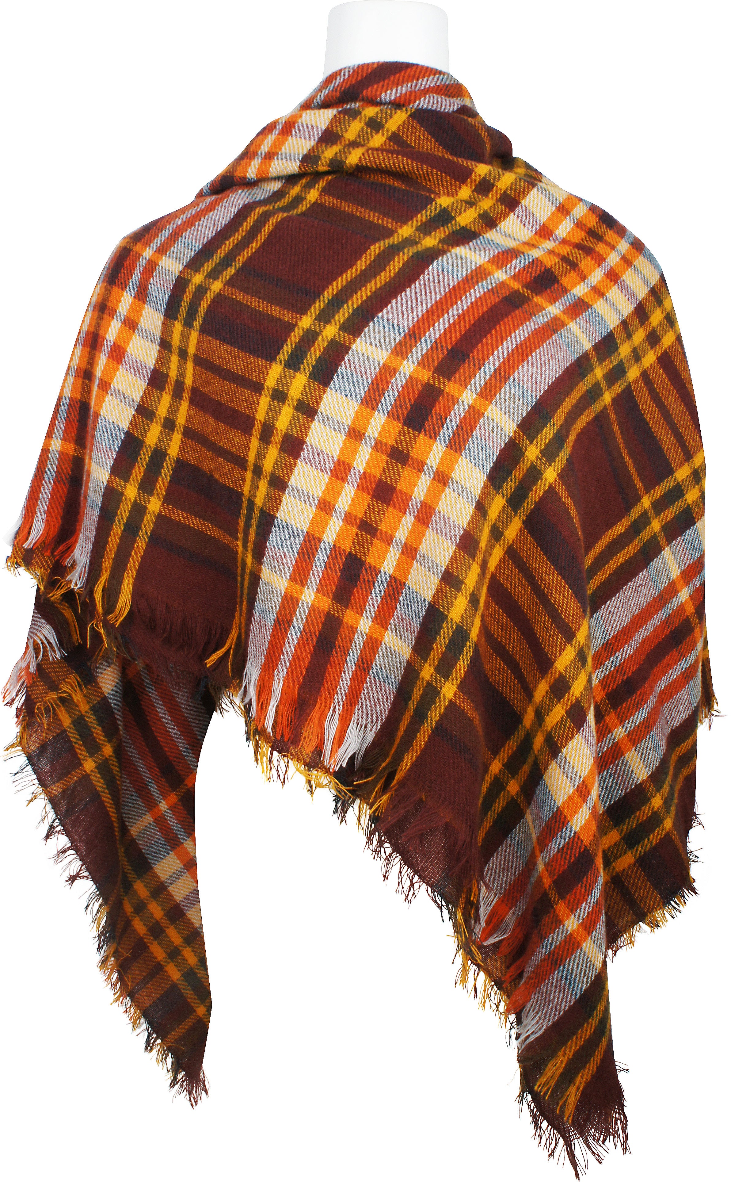Women's Plaid Blanket Winter Scarf Warm Wrap Oversized Shawl Cape