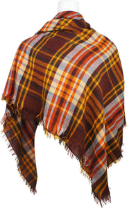 Women's Plaid Blanket Winter Scarf Warm Wrap Oversized Shawl Cape