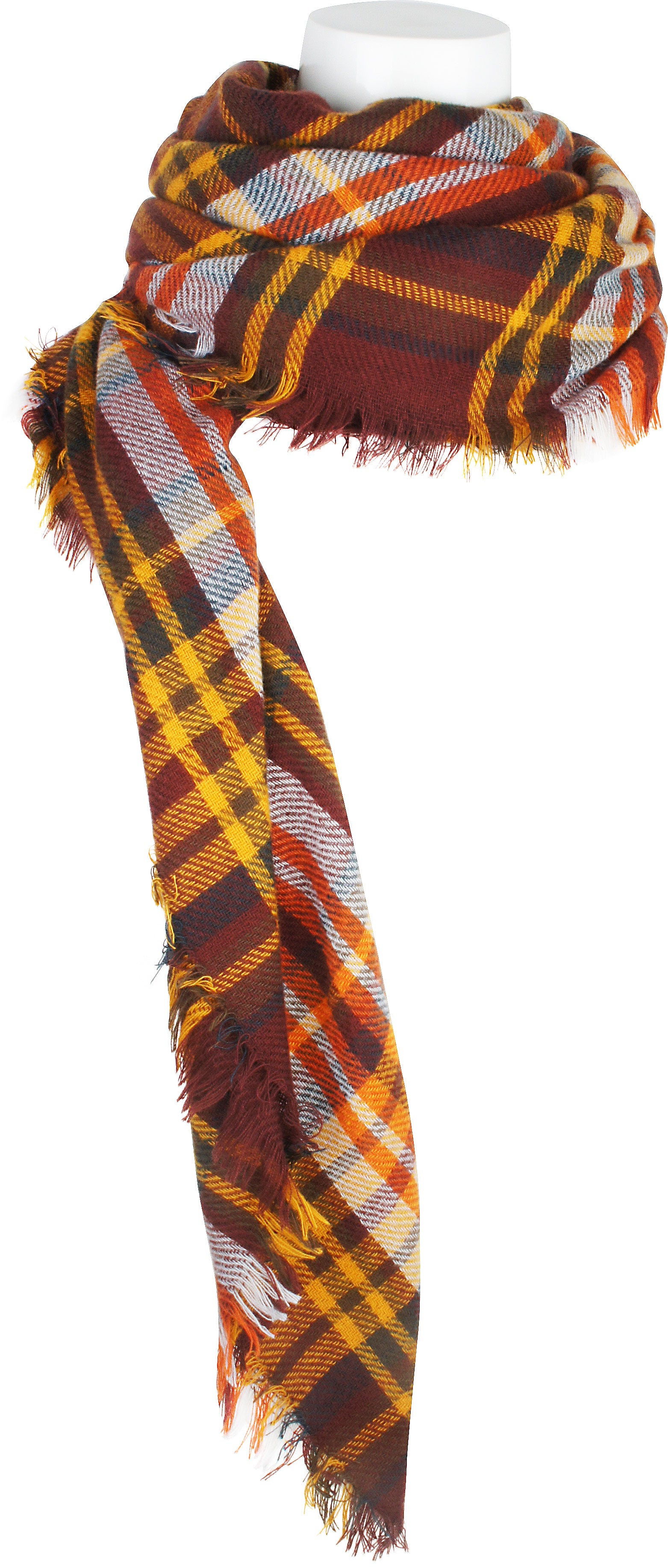 Women's Plaid Blanket Winter Scarf Warm Wrap Oversized Shawl Cape