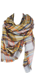 Women's Plaid Blanket Winter Scarf Warm Wrap Oversized Shawl Cape
