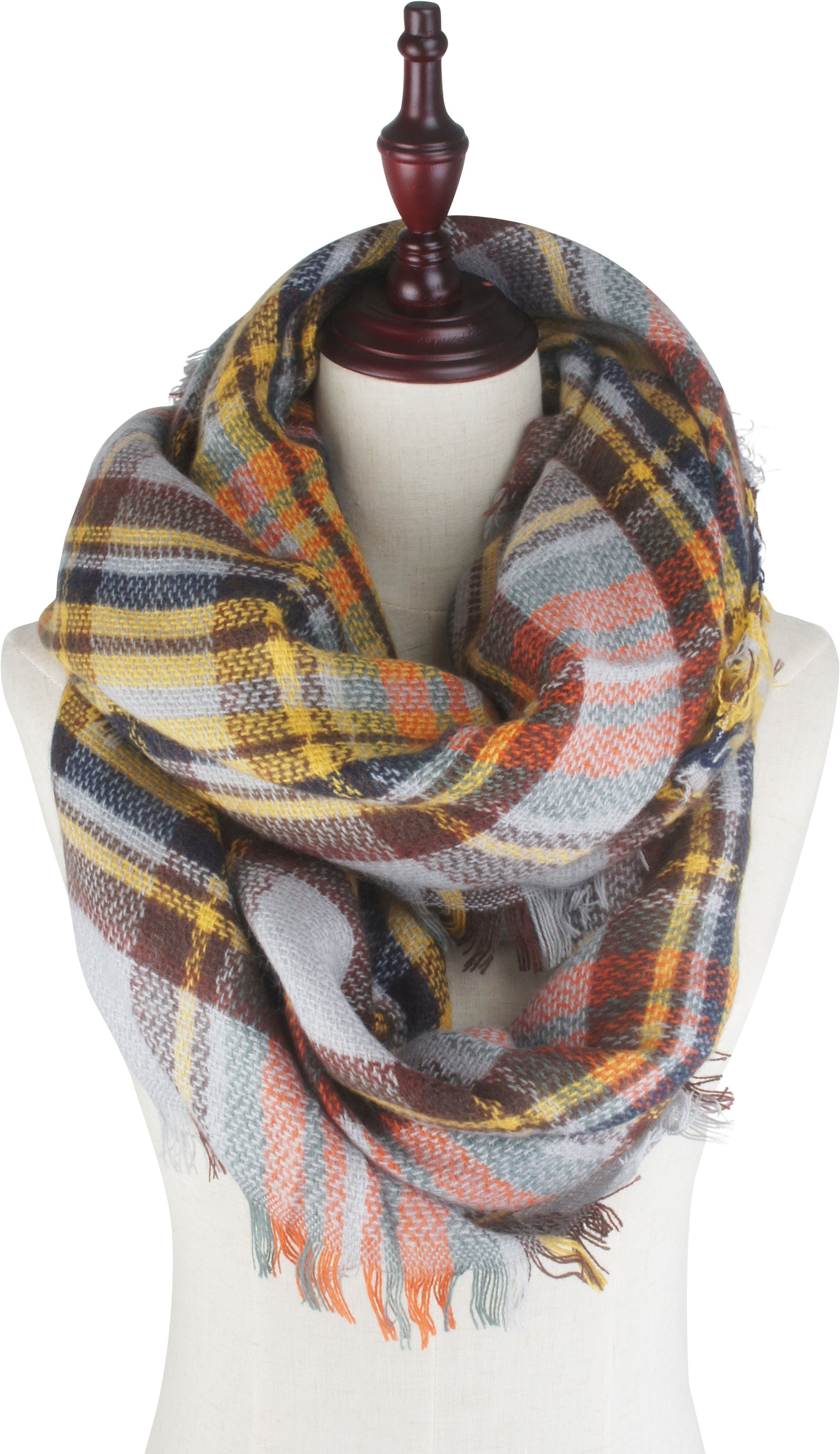 Women's Plaid Blanket Winter Scarf Warm Wrap Oversized Shawl Cape