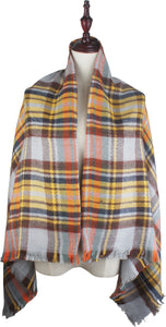 Women's Plaid Blanket Winter Scarf Warm Wrap Oversized Shawl Cape