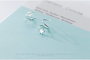 925 Sterling Silver Star Earrings for Women Teen Girls Fashion Star Wrap Earrings