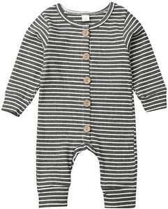 Infant Kids Stripe Button Knitwear Romper