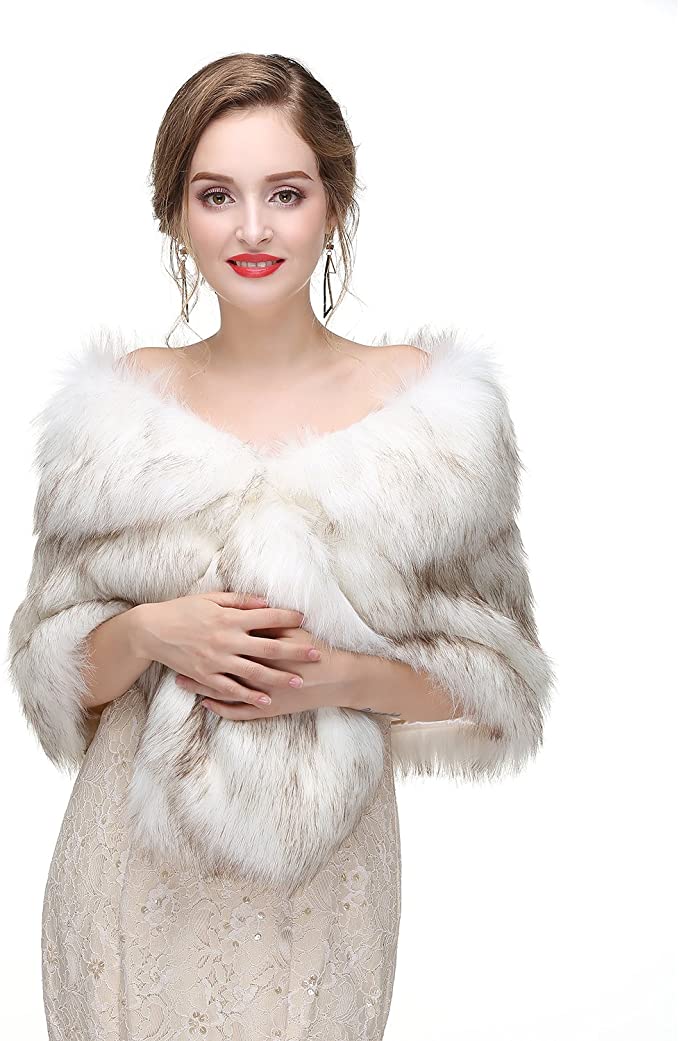 VIVIAN & VINCENT Women's Faux Fur Stoles Shawl Shrug Universal Girl Wraps
