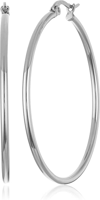 Plated Stainless Steel Rounded Tube Hoop Earrings
