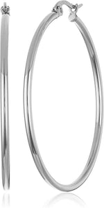 Plated Stainless Steel Rounded Tube Hoop Earrings