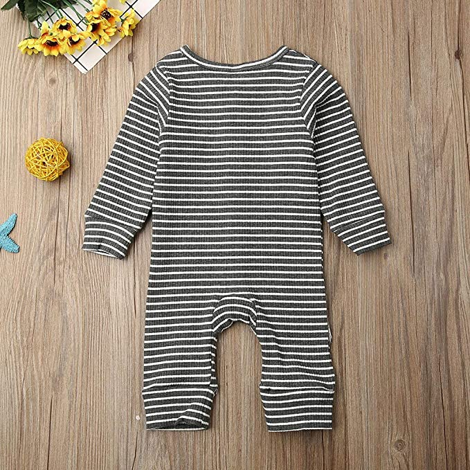 Infant Kids Stripe Button Knitwear Romper