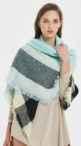Women's Plaid Blanket Winter Scarf Warm Wrap Oversized Shawl Cape