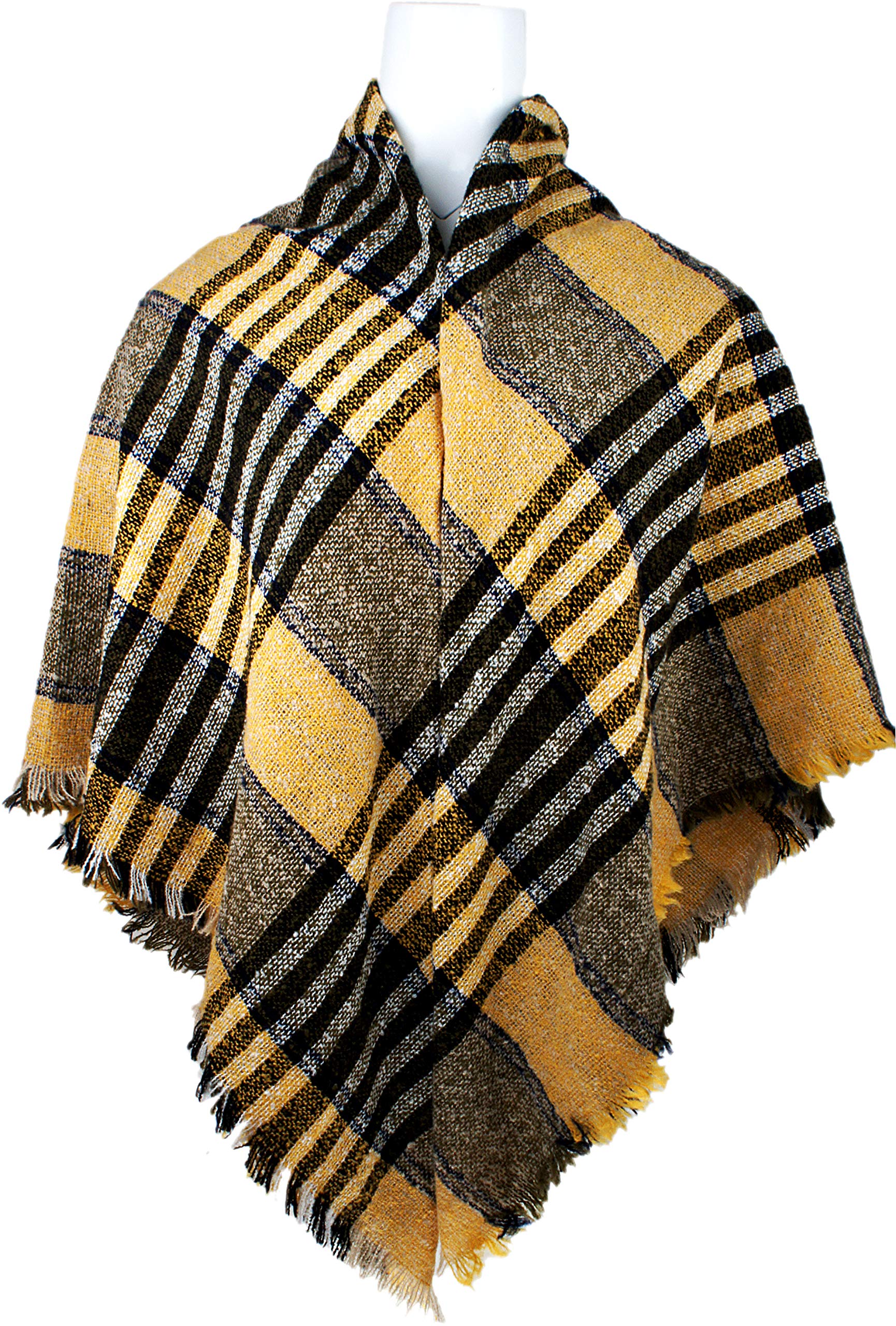 Women's Plaid Blanket Winter Scarf Warm Wrap Oversized Shawl Cape