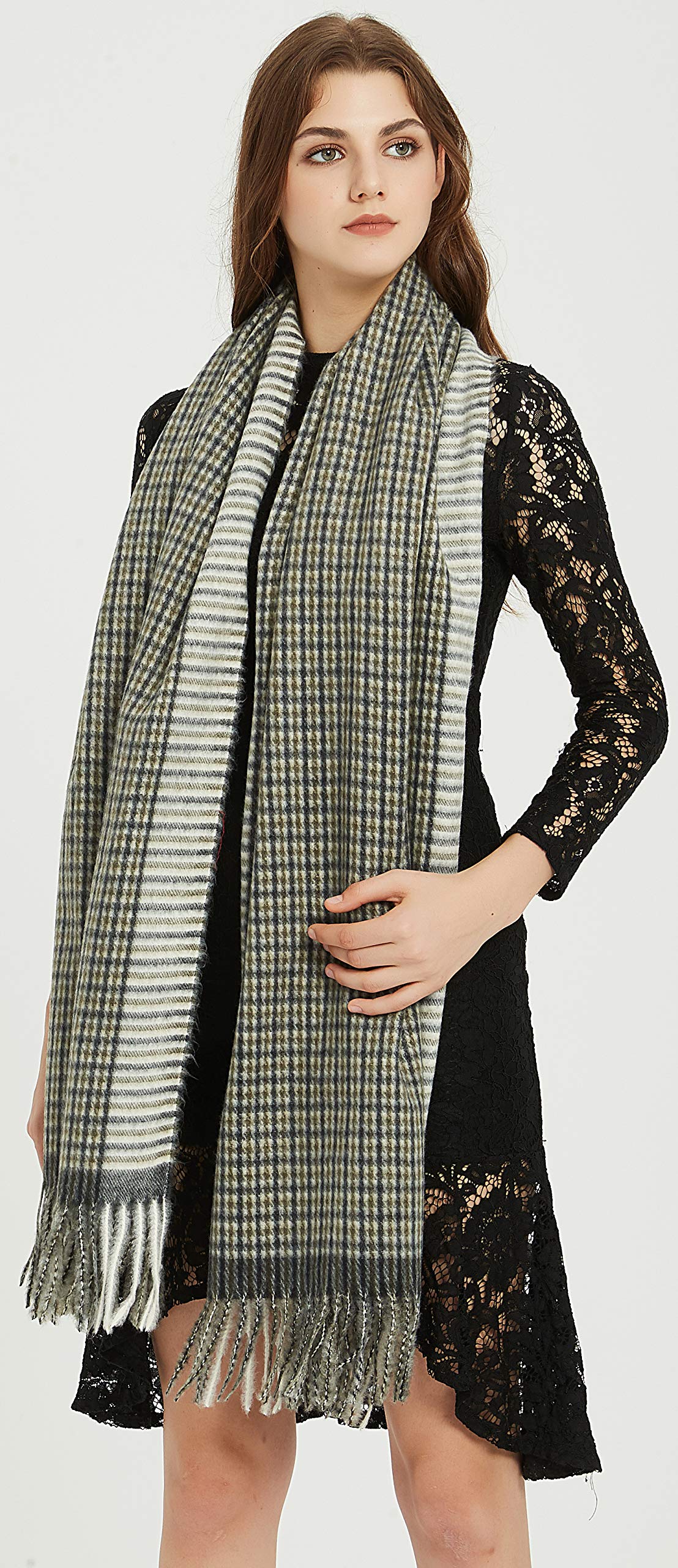 Premium Soft Elegant Tartan Cashmere Blanket Scarf Shawl