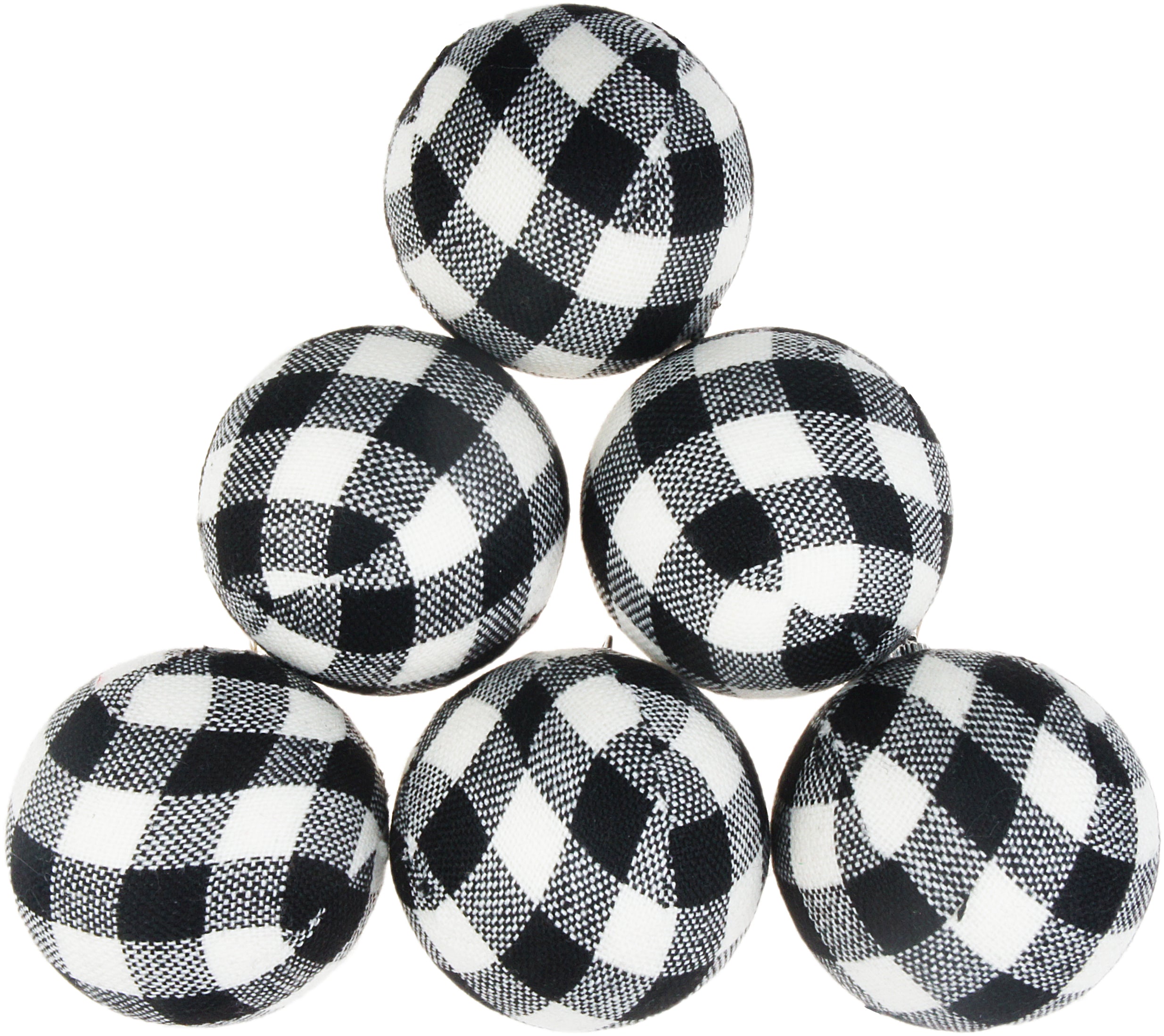 6 pcs Buffalo Plaid Fabric Ball Hanging Ornament Set Decorative Ball for Christmas Tree Party 3-1/4 Inches