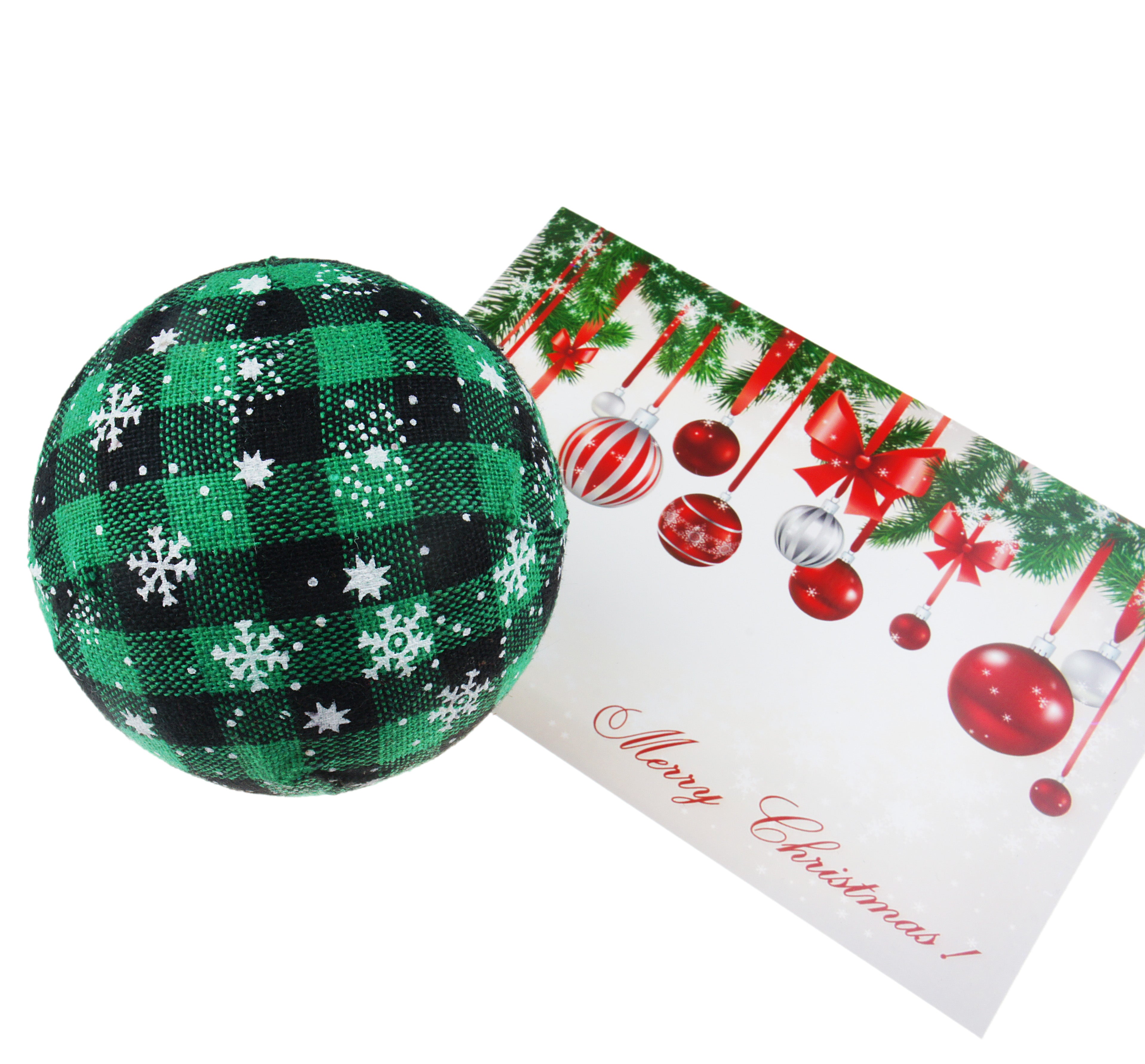 6 pcs Buffalo Plaid Fabric Ball Hanging Ornament Set Decorative Ball for Christmas Tree Party 3-1/4 Inches