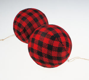 6 pcs Buffalo Plaid Fabric Ball Hanging Ornament Set Decorative Ball for Christmas Tree Party 3-1/4 Inches