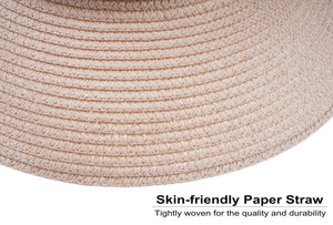 Women's Summer Straw Hat UV UPF50 Foldable Wide Brim Summer Panama Hats