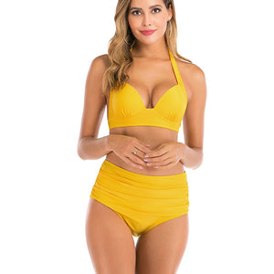 Womens High Waisted Bikini Set High Rise Two Piece Push Up Halter Swimsuits Bathing Suits