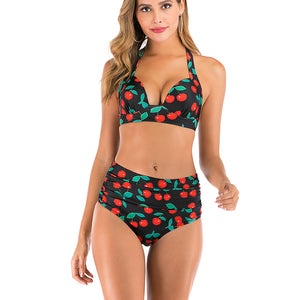 Womens High Waisted Bikini Set High Rise Two Piece Push Up Halter Swimsuits Bathing Suits
